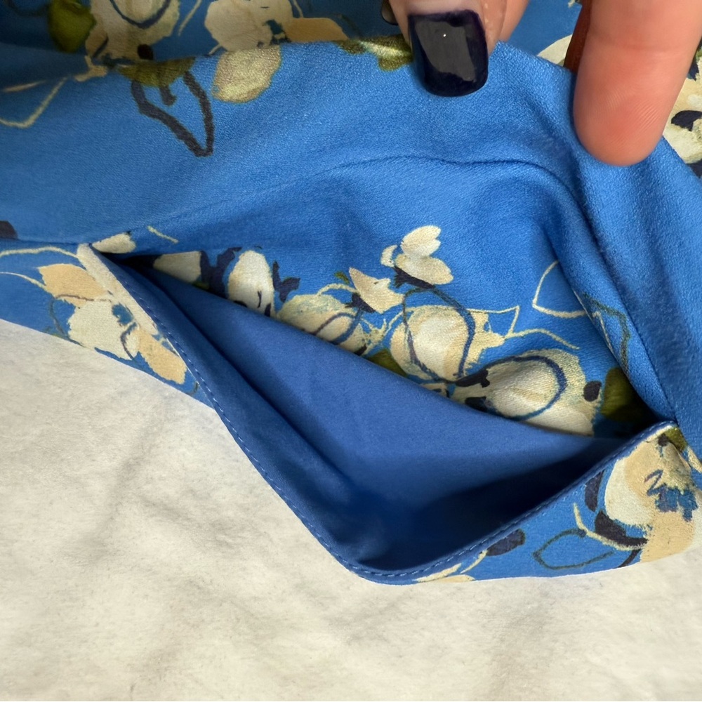 Blue Floral Fit & Flare Midi Maxi Pockets Autumn Wedding Guest Homecoming Dress - Picture 7 of 13
